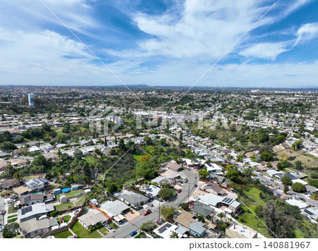 Aerial view of Lemon Grove neighborhood of San Diego, California. 140881967