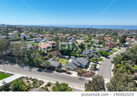 Aerial view of Encinitas town in San Diego, California 140882029