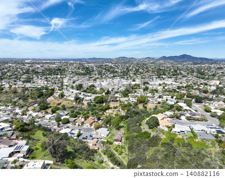 Aerial view of Lemon Grove neighborhood of San Diego, California. Aerial view of Lemon Grove neighborhood of San Diego, California. 140882116