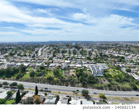 Aerial view of Lemon Grove neighborhood of San Diego, California. 140882134