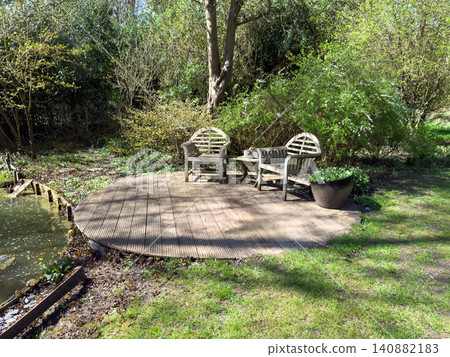 Enlgish green garden with multpiple type of trees and plants Enlgish green garden with multpiple type of trees and plants 140882183