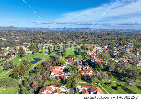 Aerial vierw over a golf course in Solana Beach, San Diego, California Aerial vierw over a golf course in Solana Beach, San Diego, California 140882258