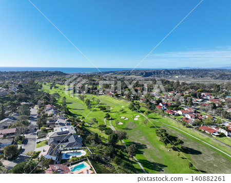 Aerial vierw over a golf course in Solana Beach, San Diego, California Aerial vierw over a golf course in Solana Beach, San Diego, California 140882261