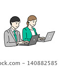Simple upper body vector illustration of a man and woman in business suits working on a computer. 140882585