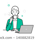 A simple upper-body vector illustration of a woman in a business suit elegantly drinking coffee. 140882819