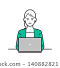 Simple upper body vector illustration of a woman wearing a business suit working on a computer 140882821