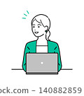 Simple upper body vector illustration of a woman wearing a business suit working on a computer 140882859