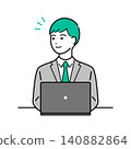 Simple upper body vector illustration of a man in a business suit working on a computer. 140882864