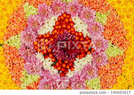 A wall full of autumn flowers A wall full of autumn flowers 140883617