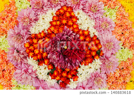 A wall full of autumn flowers A wall full of autumn flowers 140883618
