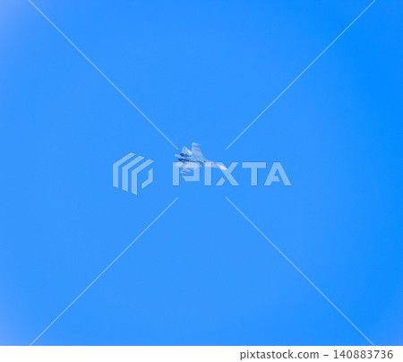 fighter flying in the sky. Military aircraft of the 4th generation fighter flying in the sky. Military aircraft of the 4th generation 140883736