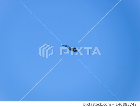 fighter flying in the sky. Military aircraft of the 4th generation fighter flying in the sky. Military aircraft of the 4th generation 140883742