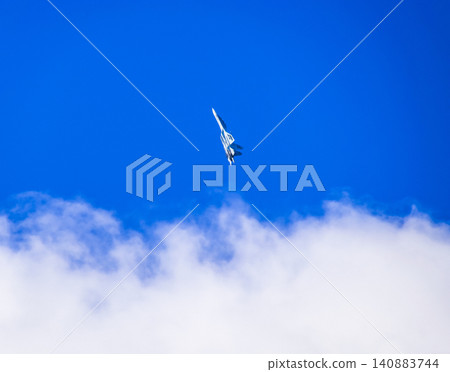 fighter flying in the sky. Military aircraft of the 4th generation 140883744