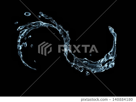 3D illustration of abstract water splashes on a black background | Clean and flowing waves and water splashes 3D illustration of abstract water splashes on a black background | Clean and flowing waves and water splashes 140884180