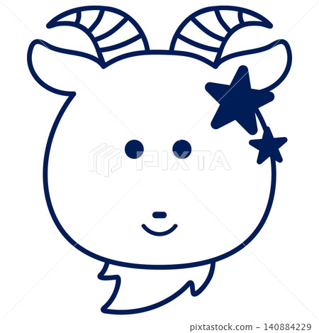 可愛的摩羯座(僅線條) 可愛的摩羯座(僅線條) 140884229