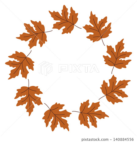 Round blank frame of orange maple leaves Round blank frame of orange maple leaves 140884556