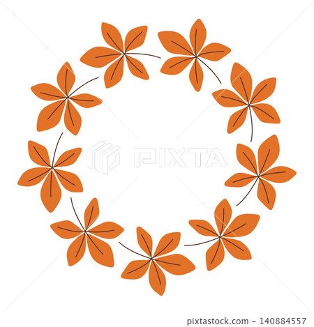 Autumn round frame of orange leaves Autumn round frame of orange leaves 140884557