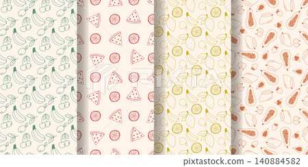 Summer fruit seamless patterns set Summer fruit seamless patterns set 140884582