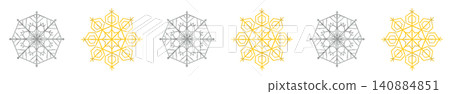 Silver and gold mixed snowflake line border decoration with transparent background. Silver and gold mixed snowflake line border decoration with transparent background. 140884851