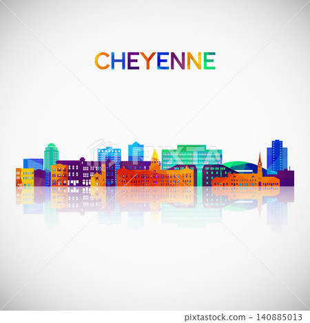 Cheyenne skyline silhouette in colorful geometric style. Cheyenne skyline silhouette in colorful geometric style. 140885013