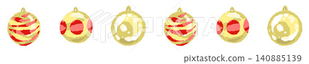 Cute dividing lines of Christmas ornaments with alternating red and gold polka dots. Cute dividing lines of Christmas ornaments with alternating red and gold polka dots. 140885139
