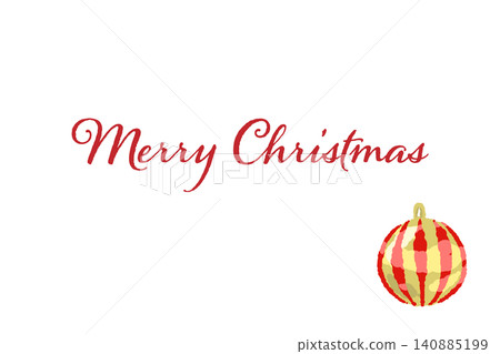 A user-friendly horizontal Christmas card with a vertically striped ornament placed in the lower right corner. A user-friendly horizontal Christmas card with a vertically striped ornament placed in the lower right corner. 140885199