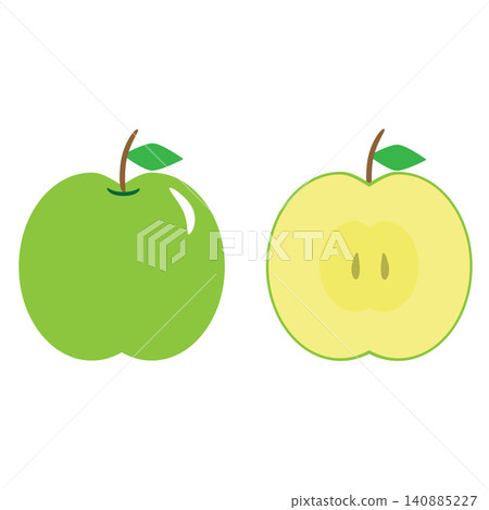 青蘋果的簡單向量插圖(包括橫截面) 青蘋果的簡單向量插圖(包括橫截面) 140885227