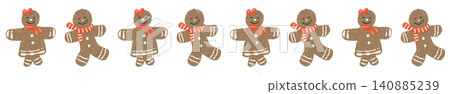 A dynamic dividing line featuring gingerbread man cookies running actively. A dynamic dividing line featuring gingerbread man cookies running actively. 140885239