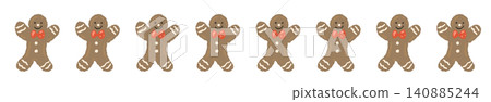 A line of gingerbread cookies with a traditional and classic design. A line of gingerbread cookies with a traditional and classic design. 140885244