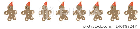 A lively illustration with various gingerbread cookies arranged randomly by dividing lines. A lively illustration with various gingerbread cookies arranged randomly by dividing lines. 140885247