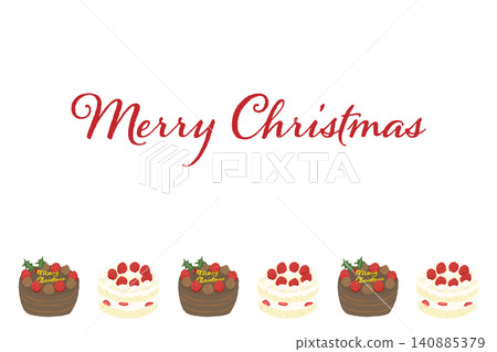 A horizontal Christmas card template featuring line decorations of various types of Christmas cakes. A horizontal Christmas card template featuring line decorations of various types of Christmas cakes. 140885379