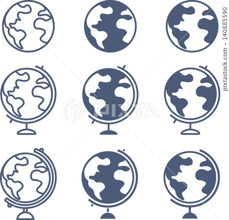 A set of stylized globe symbols and globe icon materials. A set of stylized globe symbols and globe icon materials. 140885590
