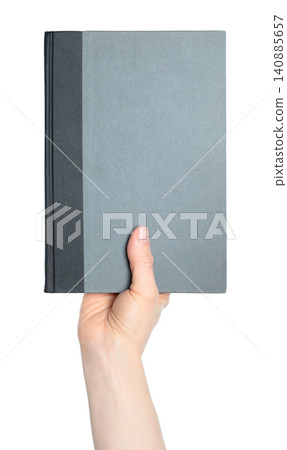 Hand holding a blank book with empty cover, isolated on transparent background. Clean mockup template for publishing, education, branding, presentation and design projects Hand holding a blank book with empty cover, isolated on transparent background. Clean mockup template for publishing, education, branding, presentation and design projects 140885657