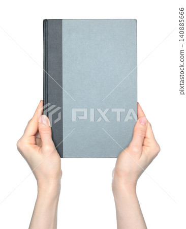 Hands holding a blank book with empty cover, isolated on transparent background. Clean mockup template for publishing, education, branding, presentation and design projects Hands holding a blank book with empty cover, isolated on transparent background. Clean mockup template for publishing, education, branding, presentation and design projects 140885666