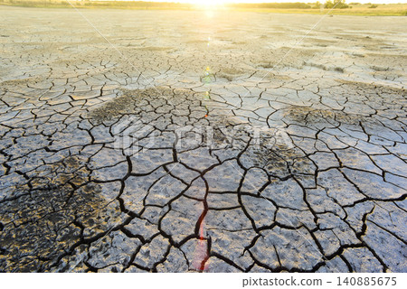 Broken dry soil in a Pampas lagoon, La Pampa province, Patagonia, Argentina. Broken dry soil in a Pampas lagoon, La Pampa province, Patagonia, Argentina. 140885675