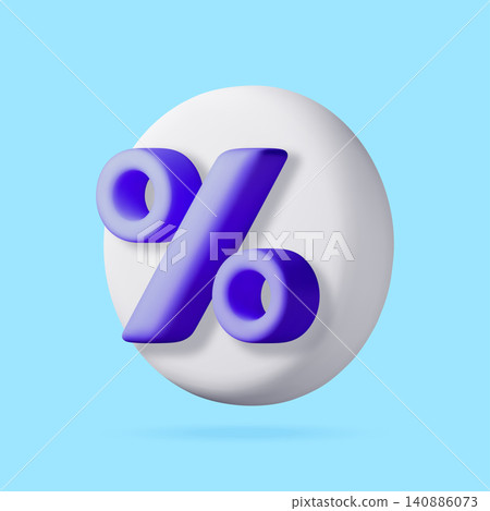 3D Percentage sign on white circle. 3D Percentage sign on white circle. 140886073