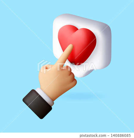 3D Hand clicking social media like button 140886085