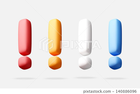 Four colorful 3D exclamation marks Four colorful 3D exclamation marks 140886096