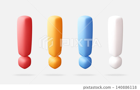 Colorful exclamation marks in 3d style. Colorful exclamation marks in 3d style. 140886118