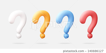 Four colorful 3D question marks isolated Four colorful 3D question marks isolated 140886127