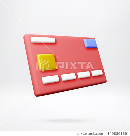 3d red credit card icon. 3d red credit card icon. 140886186
