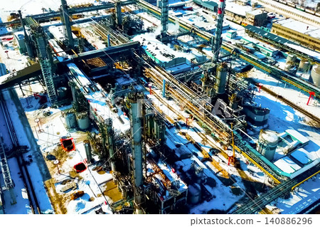 top view of the oil refinery top view of the oil refinery 140886296