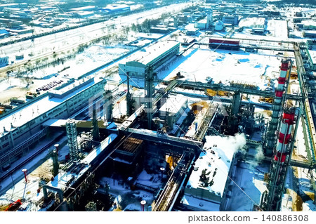 top view of the oil refinery top view of the oil refinery 140886308