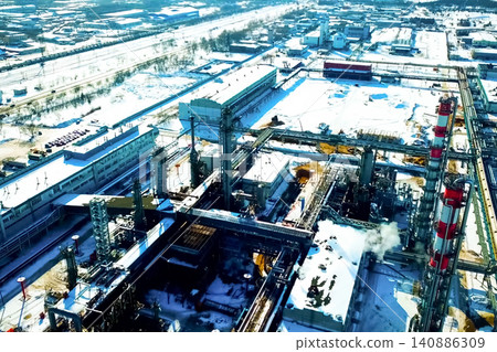 top view of the oil refinery top view of the oil refinery 140886309