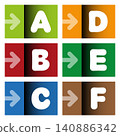 Arrows and typographic characters on labels 140886342