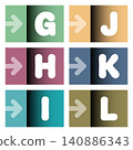 Arrows and typographic characters on labels 140886343