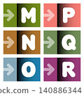 Arrows and typographic characters on labels 140886344