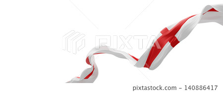 England flag ribbon sheer pleated fabric flowing isolated on white background with copy space 3D render England flag ribbon sheer pleated fabric flowing isolated on white background with copy space 3D render 140886417