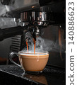 professional espresso machine brewing coffee 140886623