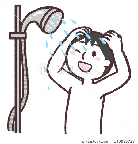 Illustration of a man taking a shower Illustration of a man taking a shower 140886728